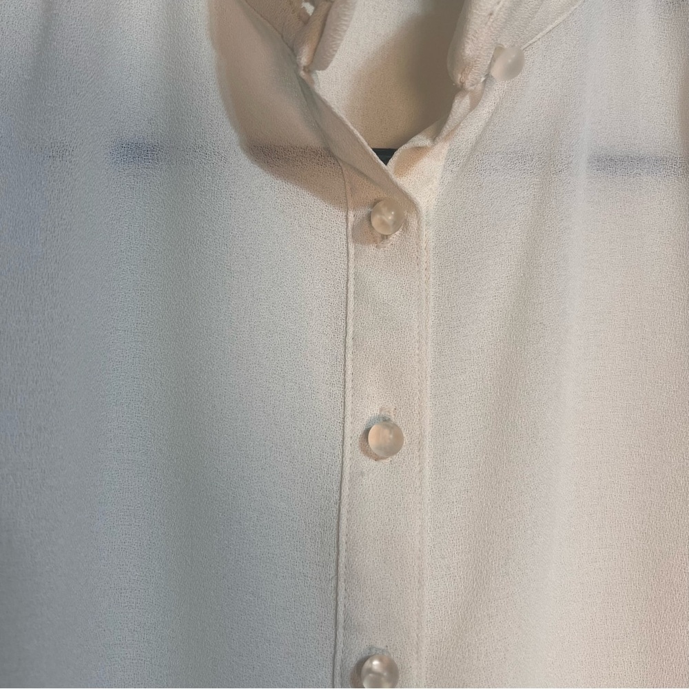 Vintage That’s Me! USA Button-Down High Neck Ruffled Sheer Blouse 100% Polyester - Picture 7 of 9